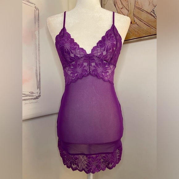 Frederick's of Hollywood Other - Fredericks of Hollywood Lace Chemise Dress Lingerie Size S Purple